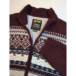 Atlas For Men XL Wool Blend Sweater Jacket Fleece Lined Grandpa Coastal Scandi